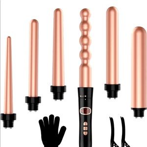 6 In 1 Curling Iron Wand Set 0 ' 25 Hair Curler Barrels Instant Up , ROSE GOLD